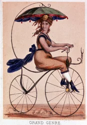 Fahrrad im Jahr 1869: „Großes Genre“ - Lith. von Darlinghe nach Gosthiaux, Bibl. der Stadt Paris