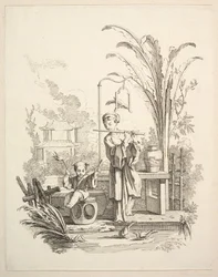 Flötist und ein Kindertrommler, ca. 1742
