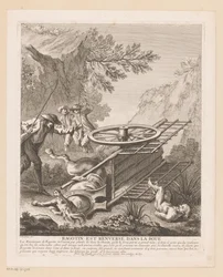 Ragotin fällt vom Wagen (Scènes aus dem Roman Comique von Scarron)