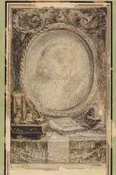 Allegorischer Rahmen mit einer Fledermaus
