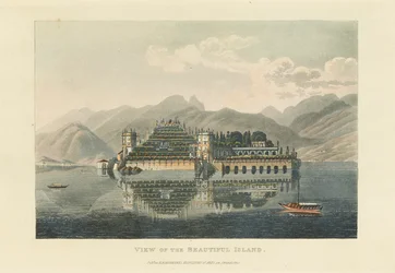 Ansicht der schönen Insel Isola Bella, Lago Maggiore, vor 1820