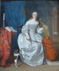 Frau spielt Viola da Gamba