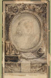 Allegorischer Rahmen mit einer Fledermaus, um 1769