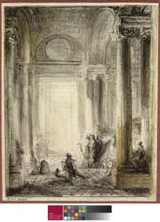 Der Eingang der Akademie der Architektur im Louvre