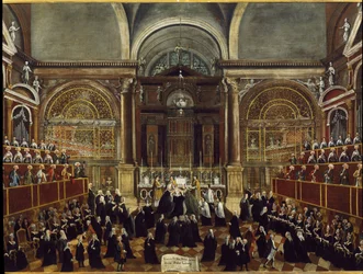 Zeremonie der Einkleidung einer Nonne in der Kirche San Lorenzo in Venedig (Detail)