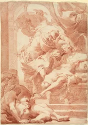 Odysseus vor Circe, Merkur dahinter
