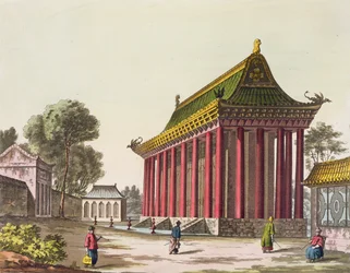 Der europäische Palast in Yuen-Ming-Yuan, Illustration aus Le Costume Ancien et Moderne von Giulio Ferrario, veröffentlicht ca. 1820er-30er Jahre