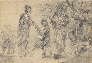 Landschaft mit zwei Frauen und Kind
