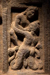 Triton. Flachrelief, Kunst von Gandhara (Pakistan), 2.-3. Jahrhundert