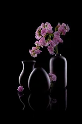 Dunkle Vasen Rosa Blumen