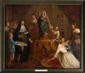 Pfarrkirche (Eglise Saint-Brice). Gemälde "Die Erzherzogin Isabel von Spanien übergibt ihren Schmuck der Basilika Saint-Martin von Halle". Gaspar de Crayer.