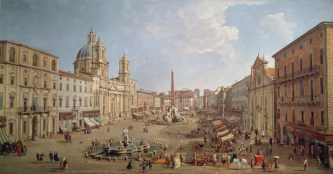 Ansicht der Piazza Navona, Gemälde von Gaspar van Wittel oder Gaspare Vanvitelli (1652 oder 1653-1736)