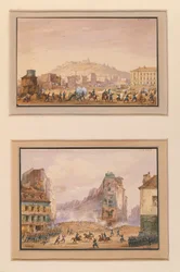 Angriff auf Clos Saint-Lazare im Juni 1848 und der Angriff auf die Barrikade am Eingang des Faubourg Saint-Antoine mit dem Tod von General Francois de Negrier, 25. Juni 1848