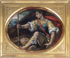 Lorbeerbekränzter Anführer mit einer Lanze, aufbewahrt in der Galleria Estense in Modena