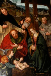 Geburt Christi mit Heiligen, Gemälde von Gaudenzio Ferrari in der Kirche von Sankt Maria der Tröstung, Mailand, Lombardei, Italien