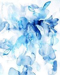 Blaue Aquarellblüten