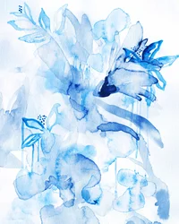 Indigo Aquarellblumen