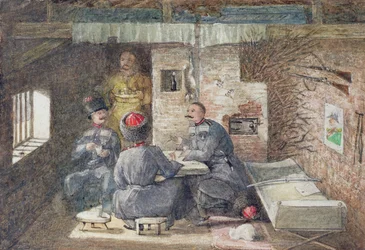 Innenraum einer Kosakenhütte in Russland, 12 Meilen westlich von Kertsch, 1855