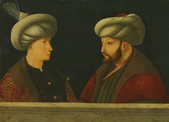 Porträt von Sultan Mehmed II. mit einem jungen Würdenträger