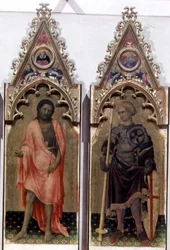 Zwei Heilige aus dem Quaratesi-Polyptychon: St. Johannes der Täufer und St. Georg 1425 (Detail)
