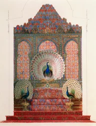 Entwurf für den Pfauenthron des maurischen Kreuzgangs im königlichen Schloss Ludwigs II. in Linderhof