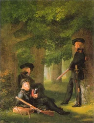 Theodor Körner, Friedrich Friesen und Heinrich Hartmann auf Vorposten
