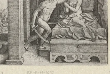 Sextus vergewaltigt Lucretia unter Schwertbedrohung
Geschichten aus der frühen römischen Geschichte (Serientitel)