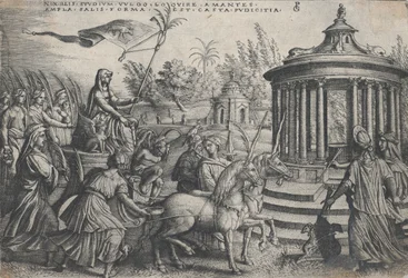 Der Triumph der Keuschheit über die Liebe, aus den Triumphen von Petrarca