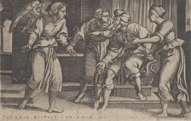 Tobias und der Erzengel Raphael, aus der Geschichte von Tobias, 1543