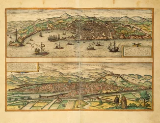 Karte von Genua und Florenz aus Civitates Orbis Terrarum von Georg Braun