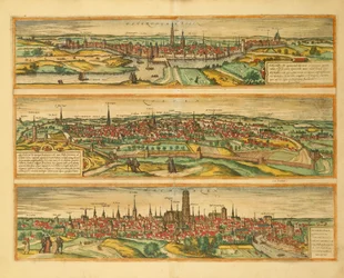 Karte von Hertogenbosch, Leuven und Mechelen aus Civitates Orbis Terrarum von Georg Braun