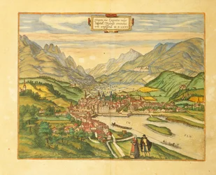 Karte von Innsbruck aus Civitates Orbis Terrarum von Georg Braun
