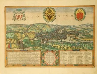 Karte von Lüttich aus Civitates Orbis Terrarum von Georg Braun
