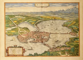 Karte von Mantua aus Civitates Orbis Terrarum von Georg Braun