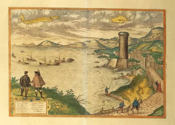Karte von Mola di Bari, Apulien aus Civitates Orbis Terrarum