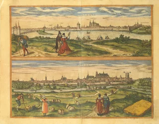 Karte von Orleans und Bourges aus Civitates Orbis Terrarum