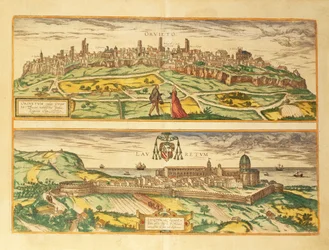 Karte von Orvieto und Loreto, Umbrien und Marken aus Civitates Orbis Terrarum von Georg Braun