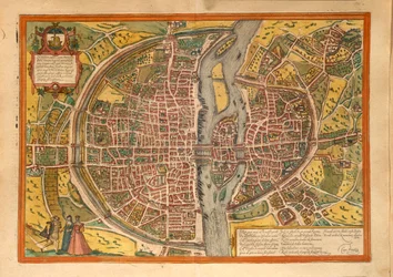 Karte von Paris aus Civitates Orbis Terrarum von Georg Braun
