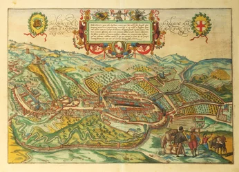Karte von Serravalle Scrivia, Region Piemont aus Civitates Orbis Terrarum von Georg Braun
