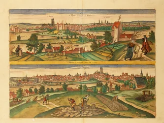 Karte von Tours und Angers aus Civitates Orbis Terrarum