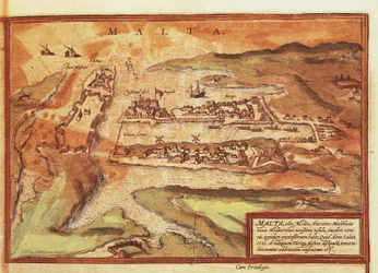 Karte der Insel Malta aus Civitates Orbis Terrarum von Georg Braun