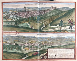 Eisenstadt und Mannersdorf am Leithagebirge, Österreich (Gravur)
