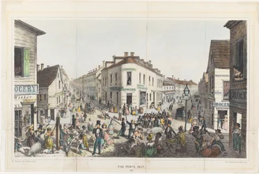Die Five Points, Kreuzung von Baxter, Worth und Park Streets, New York
