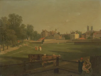 Ein westlicher Blick auf einen Teil von Westminster und Bird Cage Walk, von Mill House