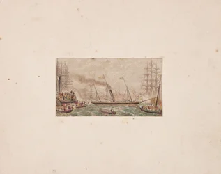 Nadelbox-Druck: Die königliche Flotte in der Kilkenny-Bucht, 1850