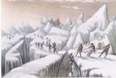 Stufen im Aufstieg des Mont Blanc, aus British Adventure, veröffentlicht von Collins, 1947