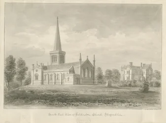 Hilderstone Kirche: Sepia-Zeichnung, 1841