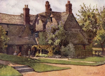 Oxford: Die Cottages, Trinity College (Farblithografie)