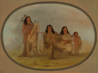 Ein Blackfoot-Häuptling, seine Frau und ein Medizinmann, 1861-1869