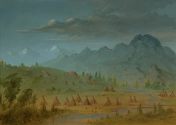 Ein Krähen-Dorf und die Salmon River Mountains, 1855-1869